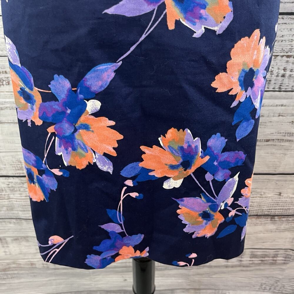 The Limited Skirt sz 12 Blue Coral Floral Straight Stretch Knee Tropical Career - Picture 4 of 9